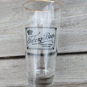 VINTAGE Gold Rimmed Tuborg Beer Glass Copenhagen Denmark EUC 0,2l